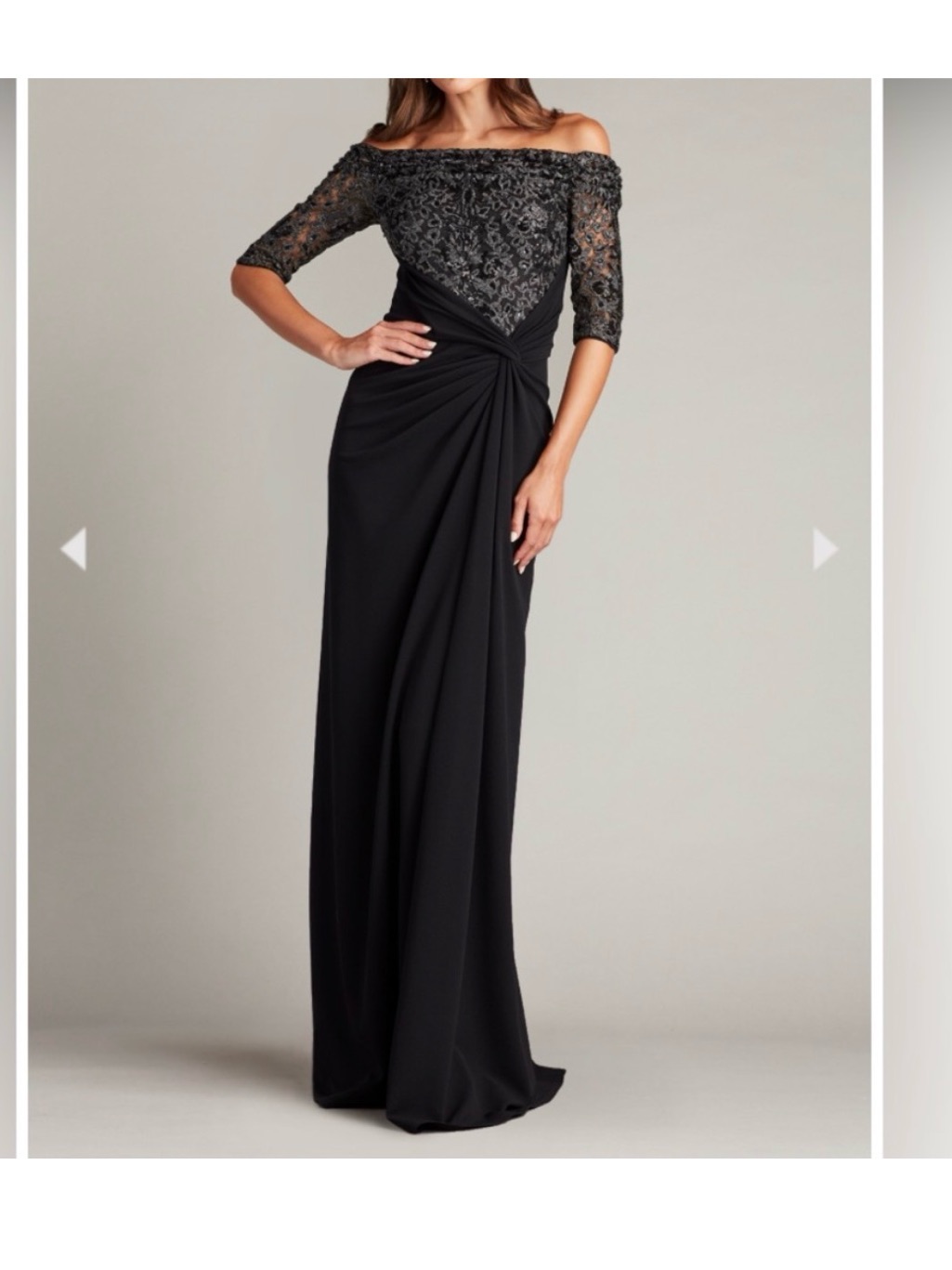 Tadashi Shoji Off-Shoulder Draped Gown